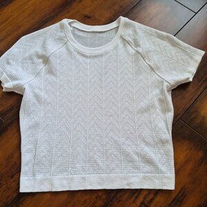 Lululemon Swiftly Pointelle Cropped Short-Sleeve Shirt